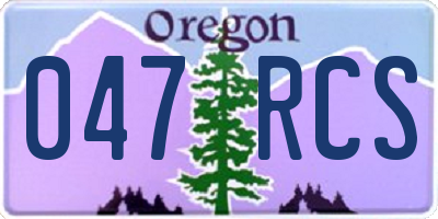 OR license plate 047RCS
