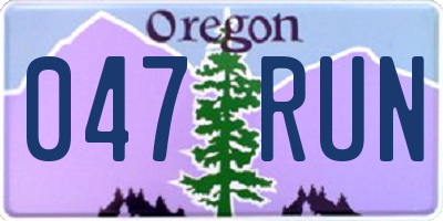OR license plate 047RUN