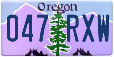 OR license plate 047RXW