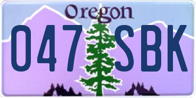 OR license plate 047SBK