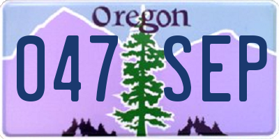 OR license plate 047SEP