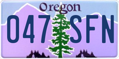 OR license plate 047SFN