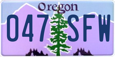OR license plate 047SFW