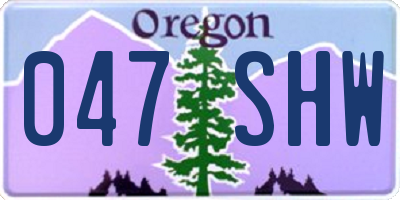 OR license plate 047SHW