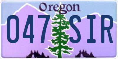 OR license plate 047SIR