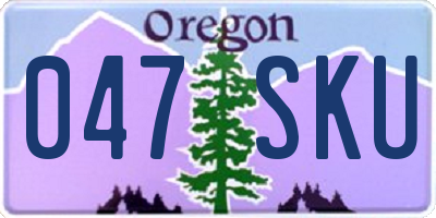 OR license plate 047SKU