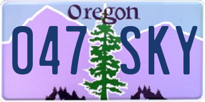 OR license plate 047SKY