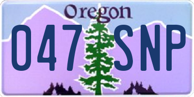 OR license plate 047SNP