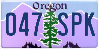 OR license plate 047SPK