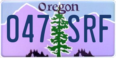 OR license plate 047SRF