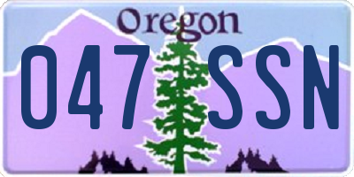 OR license plate 047SSN