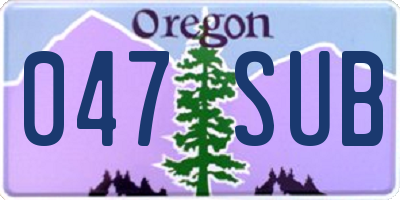 OR license plate 047SUB
