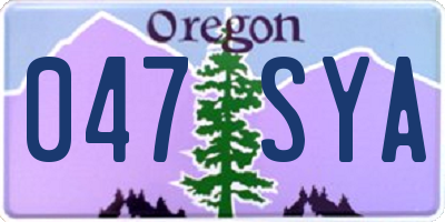 OR license plate 047SYA