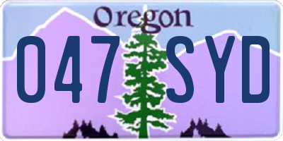 OR license plate 047SYD
