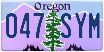 OR license plate 047SYM