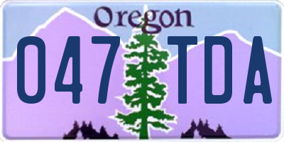 OR license plate 047TDA