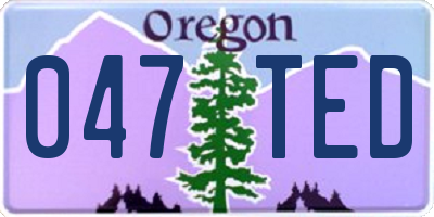 OR license plate 047TED