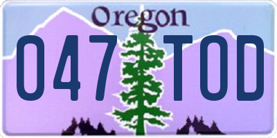 OR license plate 047TOD