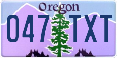 OR license plate 047TXT