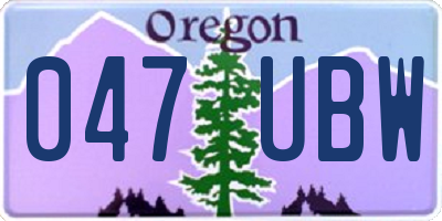 OR license plate 047UBW
