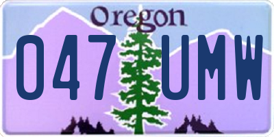 OR license plate 047UMW