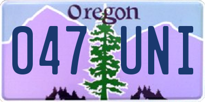 OR license plate 047UNI