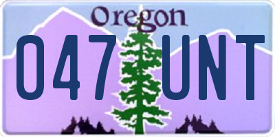 OR license plate 047UNT