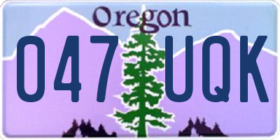 OR license plate 047UQK