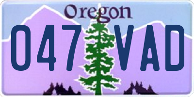 OR license plate 047VAD