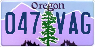 OR license plate 047VAG