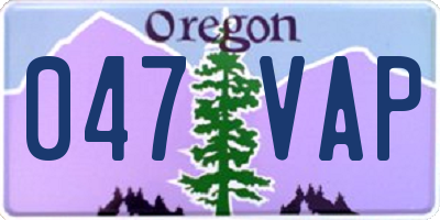 OR license plate 047VAP