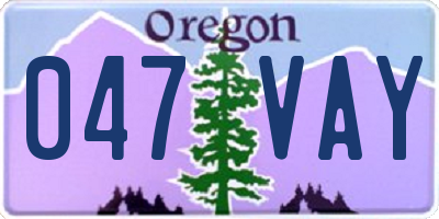 OR license plate 047VAY