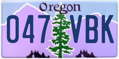 OR license plate 047VBK