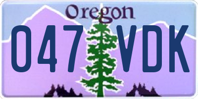 OR license plate 047VDK