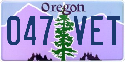OR license plate 047VET