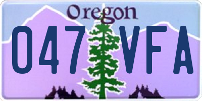 OR license plate 047VFA