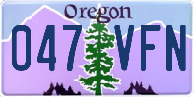 OR license plate 047VFN
