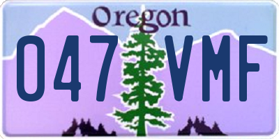 OR license plate 047VMF