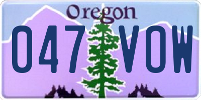 OR license plate 047VOW