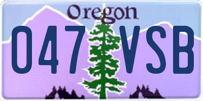 OR license plate 047VSB