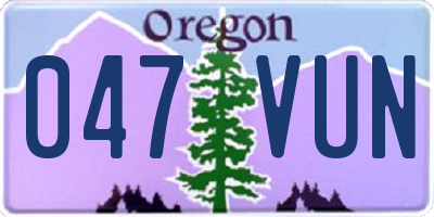 OR license plate 047VUN