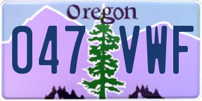 OR license plate 047VWF