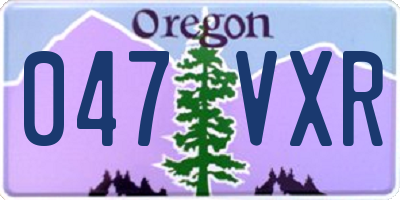 OR license plate 047VXR