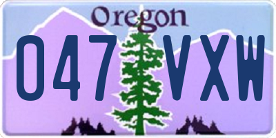 OR license plate 047VXW
