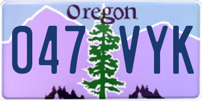 OR license plate 047VYK