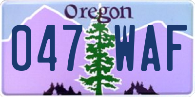 OR license plate 047WAF
