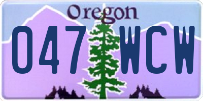 OR license plate 047WCW
