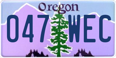 OR license plate 047WEC