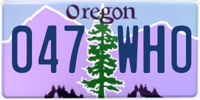 OR license plate 047WHO