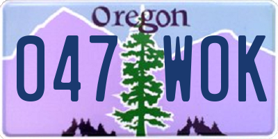 OR license plate 047WOK